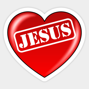 Jesus typography Red Heart Sticker